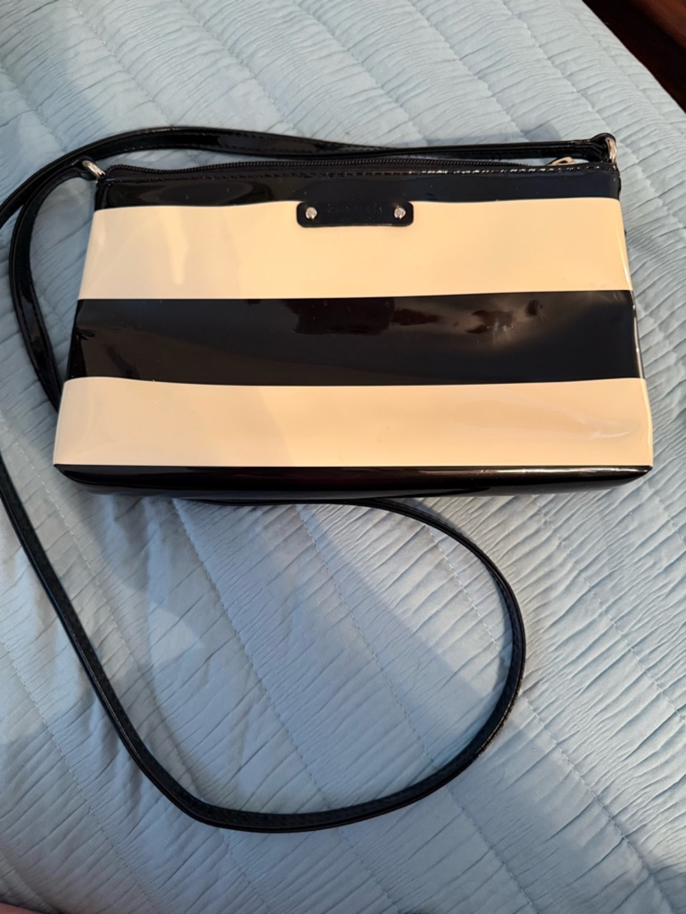Kate spade New York Penn Valley Black and Cream Striped Crossbody Bag
